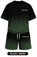 Conjunto de Camiseta y Pantalones Cortos para Hombre con Logotipo Personalizado, Degradado, 100% Poliéster, Sublimado, Estilo Deportivo Informal de Verano, 2 Piezas