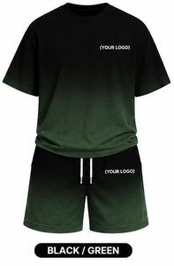 Ensemble T-shirt et short pour homme avec logo personnalisé, dégradé, 100% polyester, imprimé par sublimation, surdimensionné, vêtements de sport d'été décontractés, 2 pièces - Product Image 6