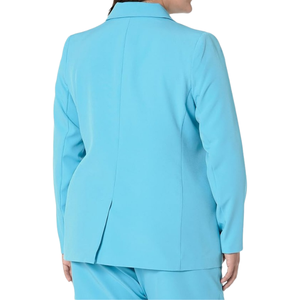 Blazer Largo Azul Cielo para Mujer, Corte Entallado, Frente Abierto, Ropa Formal de Oficina, Estilo Casual de Negocios, Prenda de Moda - Product Image 2