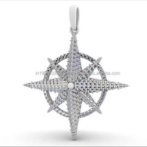 Collar con Colgante de Plata de Ley 925 con Diamantes de Moissanita Estilo Lujo Estrella de la Fortuna, Joyería Hip Hop Bling para Hombre - Product Image 1