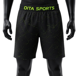 <b>Black</b> Neon Green Men Compression <b>T</b> <b>Shirt</b> and Shorts Set Breathable Stretch Fitness Gym Training Running Athletic Sportswear - Product Image 6