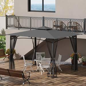 Patio serenità 10x12 Gazebo grigio scuro con reti laterali e tettoia ventilata & Pergola - Product Image 2