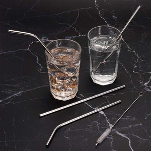 Bulk Sale Durable Modern <b>Portable</b> Reusable Stainless Steel Drinking Straw Set with Cleaning Brush Eco-Friendly <b>Bar</b> Tools - Product Image 1