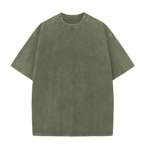 Camiseta Oversize para Hombre de Algodón Pesado con Efecto Lavado y Teñido a la Cera, Manga Corta y Cuello Redondo - Product Image 2