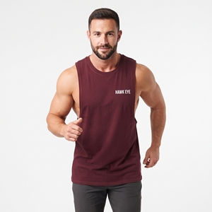 High Quality Men's Bodybuilding Tank <b>Top</b> <b>Maroon</b> Drop Armhole Sleeveless Gym Muscle Vest Fitness Workout Athletic Wear - Product Image 3