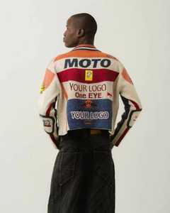 เสื้อสเวตเตอร์ไหมพรมพิมพ์ลาย Moto French Terry แบบซิป ผู้ชาย ทรงโอเวอร์ไซส์ คอกลม ระบายอากาศได้ดี ผ้าฝ้าย 100% สไตล์ฤดูหนาว - Product Image 3