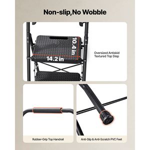 Sgabello Pieghevole in Acciaio Inossidabile con Ampia Piattaforma, Pedali Antiscivolo, Vassoio Porta Attrezzi e Impugnatura Confortevole - Capacità 600 Libbre - Product Image 3