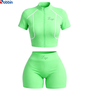 Conjuntos Deportivos de Verano para Mujer, Ropa Urbana Personalizada, Chaqueta de Manga Corta con Cierre y Pantalones Cortos, Conjunto de 2 Piezas, Tendencia en Ventas - Product Image 4
