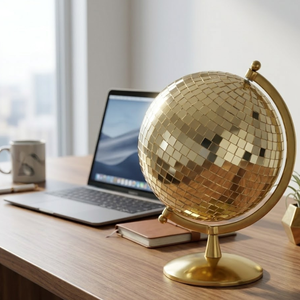 Globo terráqueo de escritorio de hierro, plástico y vidrio |   Globo Terráqueo Decorativo para Mesa de Oficina |   Globo Terráqueo Educativo Moderno para Decoración del Hogar u Oficina - Product Image 3