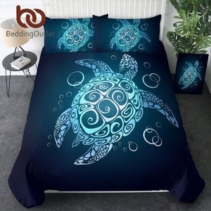 Turtle Queen 3-Piece Beach Theme Quilt Set Teal Turquoise Sea Turtle Duvet Cover Comforter for Boys and Girls - Product Image 1