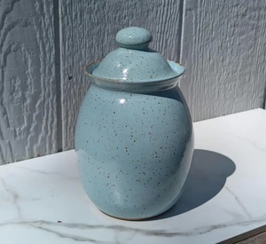 Elegant Speckled <b>Kitchen</b> <b>Storage</b> Jar With Dome Lid Secure Closure Space Saving Design Durable Finish Countertop Essential - Product Image 5