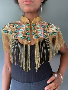 Elegant Party Stylish Handmade Customisable <b>Tops</b> Blouse Sequined Embroidery Fully Beaded Gold Work Multi-Wearable Short Outfit - Product Image 3