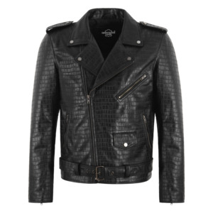 Custom 100% Genuine Napa Croc Print Leather Biker <b>Jacket</b> Men’s BRANDO Style Embossed Crocodile Pattern Motorcycle <b>Jacket</b> - Product Image 1