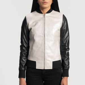 Chaqueta de cuero estructurada con cuello a presión para mujer, chaqueta de cuero con cremallera y cuello alto - Product Image 4