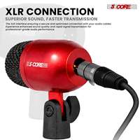 Kit de microphones professionnels 5 en 1 pour congas, caisse claire et toms, à condensateur cardioïde XLR, avec supports à pince et trépieds