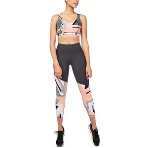 New Design Ladies Yoga Wear Sets Plus Size <b>Leopard</b> Striped Rhinestone Belt Washed Lace Solid Gym Bra Mid Waist <b>Leggings</b> 2 Piece - Product Image 1