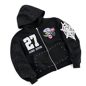 เสื้อฮู้ดดี้ผู้ชายพรีเมียม แต่งลายปะแบบดิสเทรส ทรงโอเวอร์ไซส์ ระบายอากาศได้ดี สวมใส่สบายทุกวัน พร้อมฮู้ดปรับได้ ลายเรียบ ขนาด OEM - Product Image 6