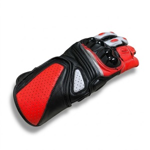 Gants de moto en cuir véritable pour la vente en gros, à manchette courte, avec protection des articulations rigides, équipement de motard urbain, gants de course orange - Product Image 1