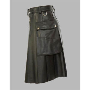 กางเกงคิลท์หนังแท้ผู้ชายแบบจีบสั่งทำพิเศษพร้อมกระเป๋าข้าง รุ่นอเนกประสงค์ ปี 2026 ขายส่ง - Product Image 2