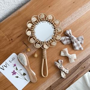 Wholesale Rattan Handheld <b>Mirror</b> With Handle Seashell Shaped Kids Hand <b>Mirrors</b> Customized logo Ready to Export - Product Image 4
