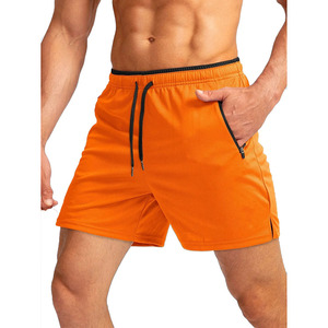 Shorts de bain pour hommes, couleur olive unie, séchage rapide, taille élastique, logo sur le devant, poches, décontractés, pour la gym et l'entraînement, service OEM - Product Image 5