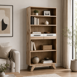 Multifunctional Wooden Bookcase Open Bookshelf <b>Display</b> Storage <b>Cabinet</b> With Drawers For Living Room Bedroom Office - Product Image 1