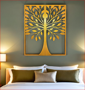 Décoration murale en métal en forme d'arbre, décoration murale pour la maison, art mural parfait pour le salon/l'hôtel/le restaurant/la chambre à coucher, 24 x 18 pouces, or, lot de 2 - Product Image 5