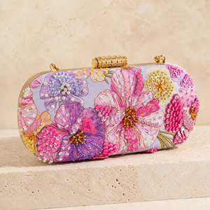 Pochette de Soirée Ovale en Polyester pour Femme avec Perles, Paillettes et Broderies Florales, Fermeture Magnétique, Idéale pour Mariage et Cadeau de Fête - Product Image 3
