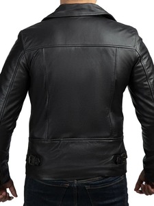 Chaqueta de cuero para hombre estilo motero con textura suave - Product Image 2