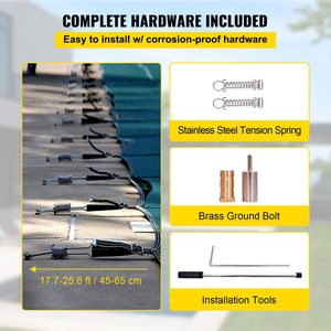 Telo di Copertura Rettangolare 16x36ft per Piscina Interrata in Materiale PC con Fori di Drenaggio, Design a Rete Solida per Protezione Piscina - Product Image 5