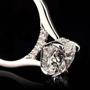Fournisseur de bijoux de luxe VVS DIAM, bague en or 14 carats avec moissanite, coupe brillante, pavé caché, griffes d'aigle - Product Image 4