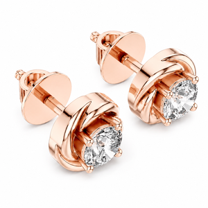 Élégantes boucles d'oreilles en or rose plaqué moissanite, clous d'oreilles de fiançailles avec diamants ronds brillants - Product Image 3