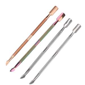 Pousse-cuticules double face à tête biseautée en acier inoxydable, lime à ongles, outil de manucure, outil de nail art haut de gamme - Product Image 1