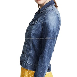 Haute qualité coupe classique lavage léger veste en jean pour les femmes doux hiver perle broderie Offre Spéciale en gros Options de personnalisation - Product Image 1