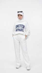 Conjunto Deportivo Casual para Mujer, Sudadera con Capucha Blanca y Pantalones Deportivos, Manga Larga - Product Image 1
