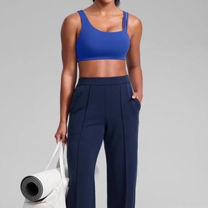 Contrast Color Active Wear Set Halter Sport <b>Bra</b> & Tank Top & V-Waist Pants <b>Open</b> Back Fitness Yoga Wear Workout Suit - Product Image 3
