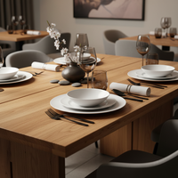 Table à manger rectangulaire en bois massif de luxe avec teck, table à manger de haute qualité pour restaurant, hôtel et usage intérieur/extérieur