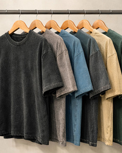 Camisetas Casuales de Algodón 100% Pesado para Hombre, Negras, Holgadas, Personalizables con Bordado 3D, Ecológicas, Lavadas y con Efecto Desgastado - Product Image 3