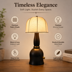 Vintage Rechargeable Wooden <b>Table</b> <b>Lamp</b> | 2600mAh Battery Fabric Shade Cordless LED Desk <b>Lamp</b> 10 Hours Runtime Premium Home Decor - Product Image 5