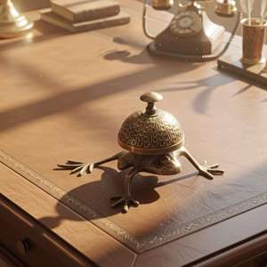 Cloche de bureau vintage en laiton, artisanale, style antique, pour la décoration de bureau et de table, cloche de comptoir en laiton faite à la main pour restaurant - Product Image 3