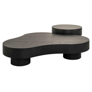 Table basse moderne de style mid-century, faite à la main, avec plateau en marbre et structure en bois, acier écologique, pour le mobilier de salon - Product Image 2