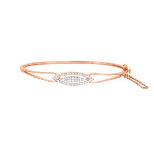 Rose Gold Lab Grown Diamond Marquise Eye Shape Open <b>Bangle</b> <b>Bracelet</b> - Product Image 1