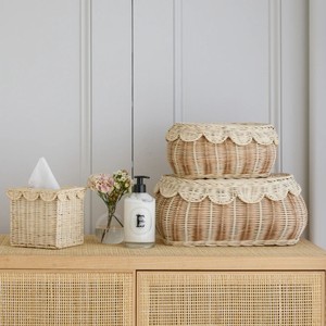 Elegante Cesta de Almacenamiento de Ratán con Tapa de Borde Festoneado para Decoración del Hogar, Organizador de Ropa para Guardería, Multiusos, Hecho en Vietnam - Product Image 6