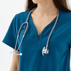 Ensembles de blouses médicales unisexes pour médecins et infirmières, veste à manches longues à boutons-pression, pantalon droit, tenues en tissu extensible pour usage hospitalier - Product Image 2