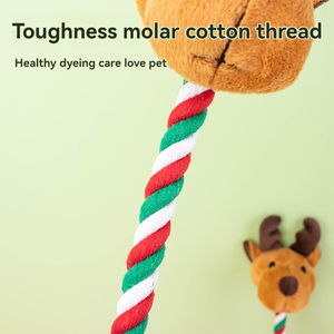 Jouets à mâcher pour animaux de compagnie en corde de coton, très demandés pour Noël, durables, interactifs, pour l'agitation des chiens actifs - Product Image 6