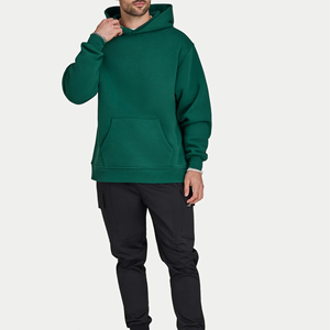 <b>Men's</b> Oversized Hooded Sweatshirt Solid <b>Black</b> Cotton Fleece Casual Pullover Pocket Design Autumn Wear 2026 - Product Image 2