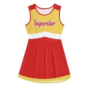 Ensemble d'uniformes de cheerleading personnalisés en dentelle et polyester pour femmes, imprimés par sublimation, sans manches, pour l'entraînement - Product Image 1