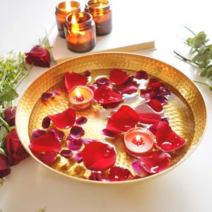 Bol Urli en aluminium doré martelé, décoratif, pour fleurs flottantes et bougies, pour la décoration de la maison - Product Image 6