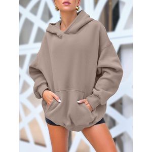 2025 2025 femmes surdimensionné soie sweats polaire à capuche à manches longues pull avec poche hiver automne tenues - Product Image 1