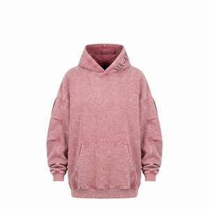Sudadera con capucha oversize rosa lavada para mujer, estilo casual de moda urbana, forro polar, manga larga - Product Image 3